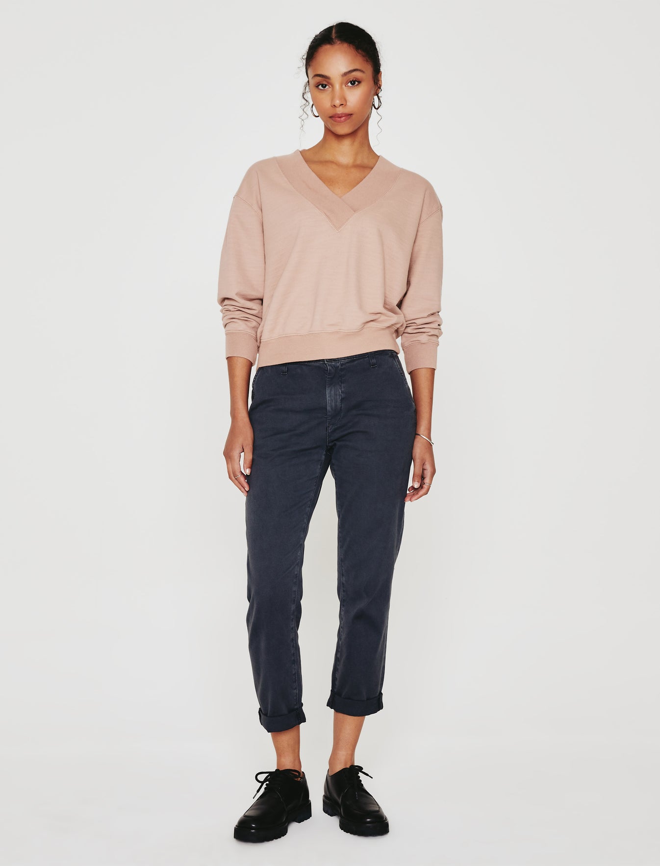 Nova Vee|Relaxed Vee Neck Sweatshirt